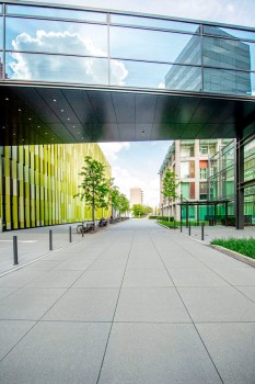 Köln (D), Uniklinik, La Linia Grey granite and Dark grey granite.