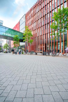 Köln (D), Uniklinik, La Linia Grey granite and Dark grey granite.