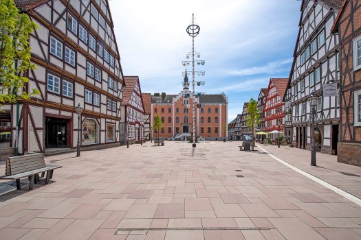 Hofgeismar (DE), Marktplatz, Palladio Objectcolour 4062, 4061 and 4053.