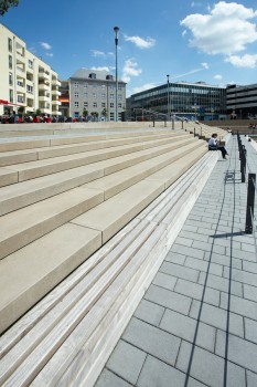 Mülheim (D), Ruhrbaniaplatz und Uferpromenade, System Terra Special colour and Concept Design Sand beige