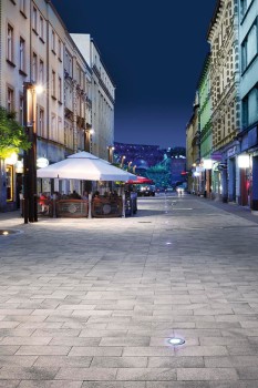 Chorzów (PL), Pedestrian zone Jagiellońska, Umbriano Grey granite-white and Grey-anthracite textured.