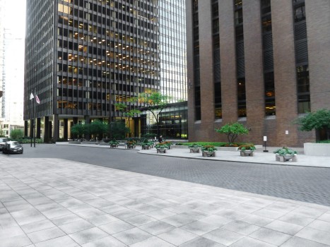 USA, Chicago, Illinois Center, Umbriano Grey granite-white textured.