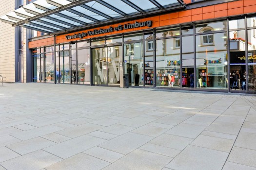 Limburg (DE), Town center, Umbriano Granite beige textured.