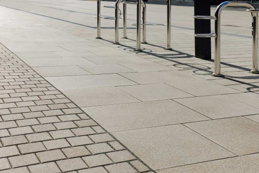 Limburg (DE), Town center, Umbriano Granite beige textured.