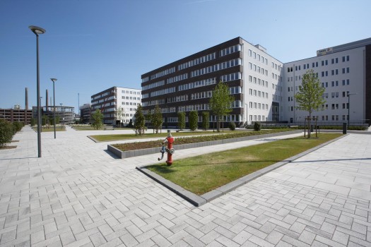 Leverkusen (D), Administration Building, Umbriano Grey granite-white textured.