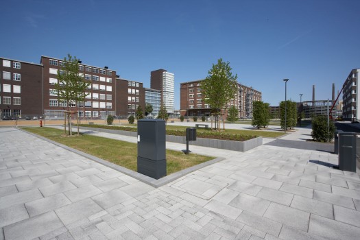 Leverkusen (D), Administration Building, Umbriano Grey granite-white textured.