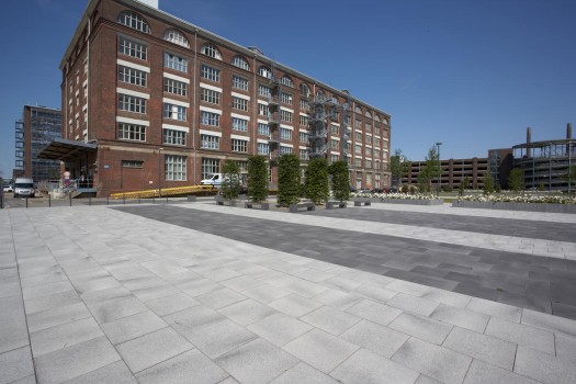 Leverkusen (D), Administration Building, Umbriano Grey granite-white textured.