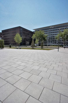 Leverkusen (D), Administration Building, Umbriano Grey granite-white textured.